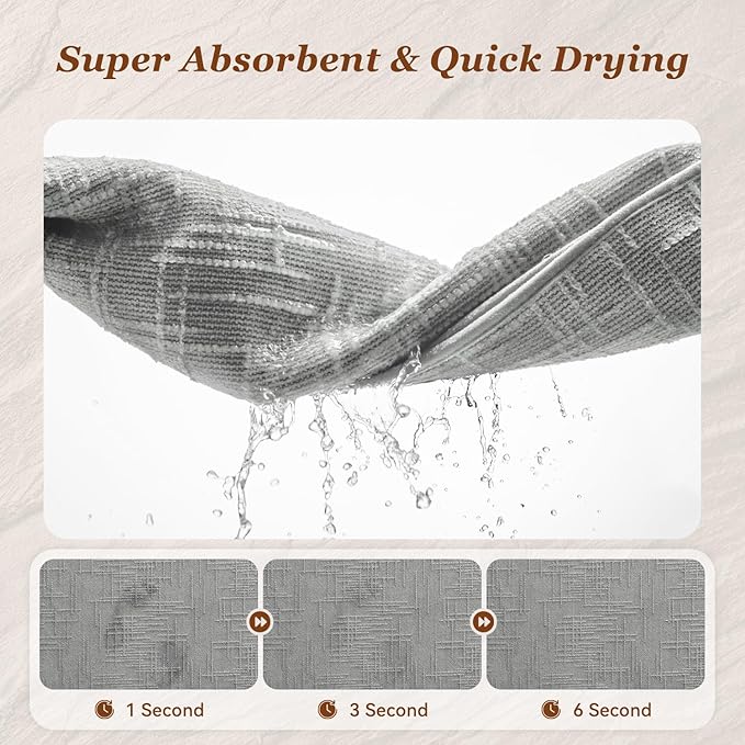 AMOAMI Bath Mat Non Slip Super Absorbent Quick Dry Bath Mats for Bathroom Floor Rubber Backing Washable Bathroom Rugs Modern Woven Jacquard Mat, Beside Tub Bath Rugs, 17" x 24", LightGrey
