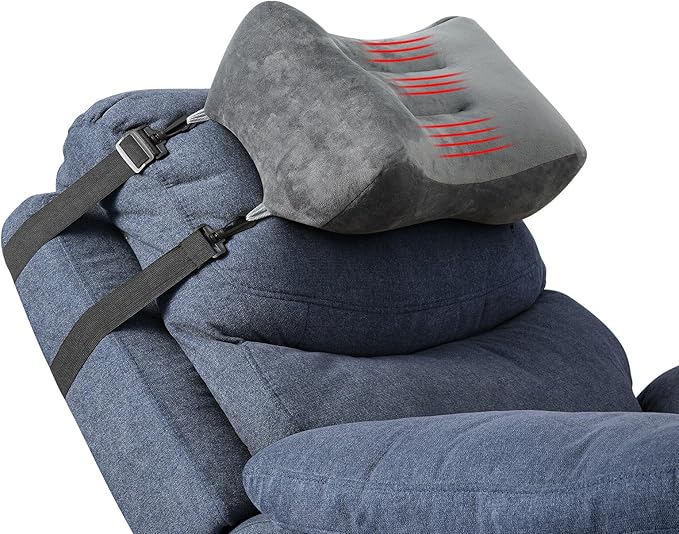 Head Pillow for Sleeping on Recliners with Adjustable Strap Office Chairs Soft Headrest Cushion for Couch,Pain relidf&Cervical Support, Comforttable PP Cotton Neck Rest (Grey, Extra Large)