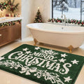 Christmas Bathroom Rug 36"x24", Extra Soft Absorbent Microfiber Thick Plush Fluffy Bathroom Rugs, Non-Slip Backing, Machine Washable Bath Rugs, Holiday Xmas Decor Indoor Bath Mats, Green, Xmas Letters
