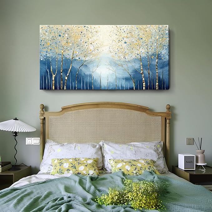 amatop Birch Tree Forest Wall Art, Oversized Modern Horizontal Abstract Canvas Wall Art for Living Room, Bedroom & Office Decor (58x29 Inch)