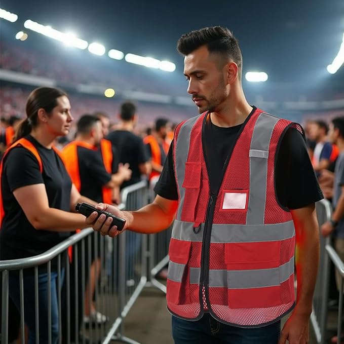 High Vis Safety Vest Reflective Strips, Multi-Pocket Design, Available in Yellow,Orange,black,Pink,blue,Red,purple