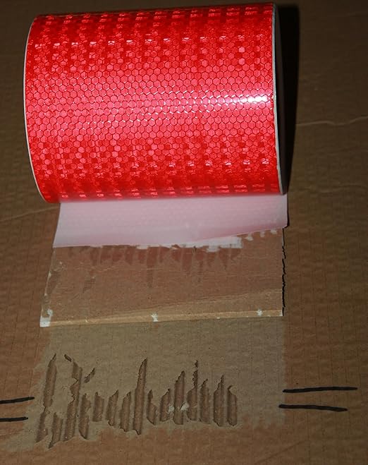 Red Reflective Tape Outdoor Waterproof 6 inch, High Visibility Hazard Conspicuity Safety Industrial Marking Tape (66 feet)