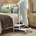 FORTEMOTUS 2 Step Stool with Handle for Elderly - Heavy Duty Bed Steps for High Beds for Adults with Adjustable Handrail &Non-Skid Platform, Foot Stool Ladder for Bedside, Kitchen, Car, RV, Bathtub