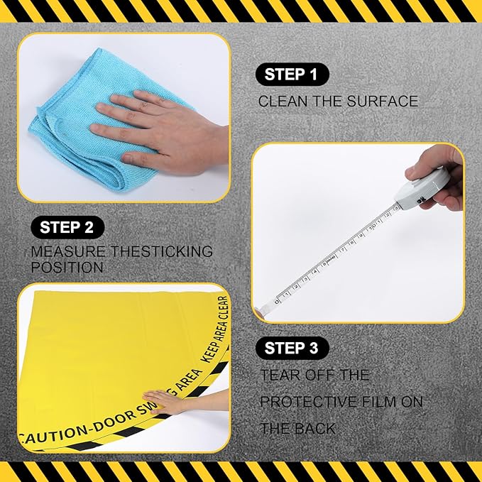 1 Pack Door Swing Caution Floor Sign for Safety Warning Door Swing Area Keep Area Clear Floor Sign Vinyl Non Slip Surface(36 x 36 Inches,Textured,Yellow)