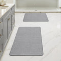 MIULEE Set of 2 Ultra Thin Bathroom Rugs, Rubber Bath Mats for Bathroom Non Slip, Quick Dry Absorbent Bath Rug Machine Washable, Fit Under Door, Shower, Sink, Home Decor, Grey, 20"x24"+17"x27"