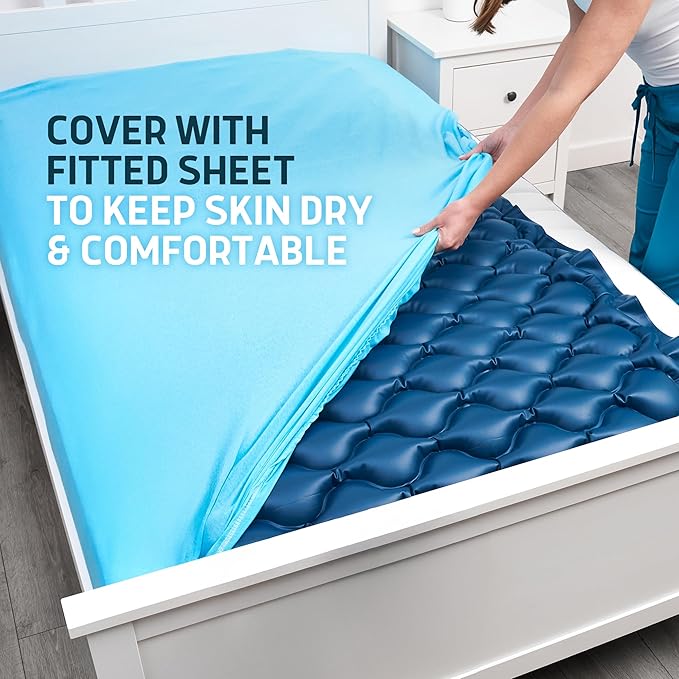 Lunderg Alternating Air Pressure Mattress Pad with Static Mode - Comfortable Bed Sore Prevention - Includes Waterproof Mattress Topper for Hospital Bed or Home & Quiet Pump - Recommended by Doctors