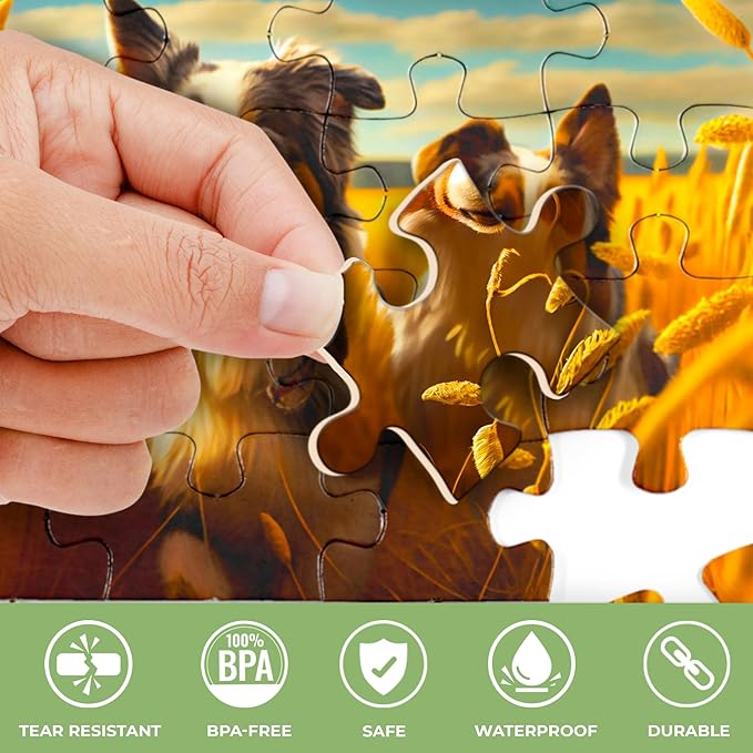 QUOKKA 35 Piece Puzzles for Adults - 3 Set Dementia Puzzles for Elderly - Large Piece Activities Products for Seniors - Alzheimers Jigsaw Puzzle Games for Adults - Dogs in The Field