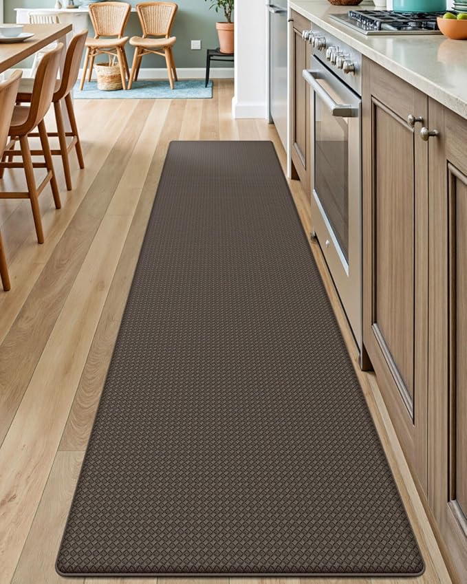 DEXI Kitchen Floor Mats Cushioned Anti Fatigue, 17x95, Long Standing Runner Rug Waterproof, Comfort Memory Foam Padded for Front Sink Laundry, Brown