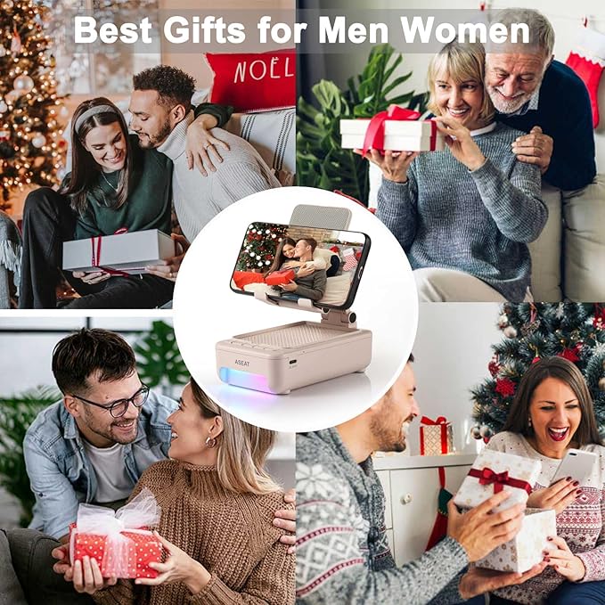 Gifts for Men Him, Cell Phone Stand with Bluetooth Speaker&Led Color Changing Light, Unique Gifts for Women Dad Her Husband, Birthday Gifts for Men