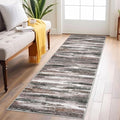 Modern Abstract Runner Rug 2x6, Dark Light Brown White Washable Kitchen Runner Non-Slip Soft Hallway Rug Runner Thin Print Faux Wool Carpet for Entryway Bedroom Laundry Room Indoor Home Decor