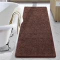 LOCHAS Luxury Bathroom Rug Shaggy Bath Mat 24 x 70 Inch, Washable Non Slip Bath Rugs for Bathroom Shower, Soft Plush Chenille Absorbent Carpets Mats, Brown