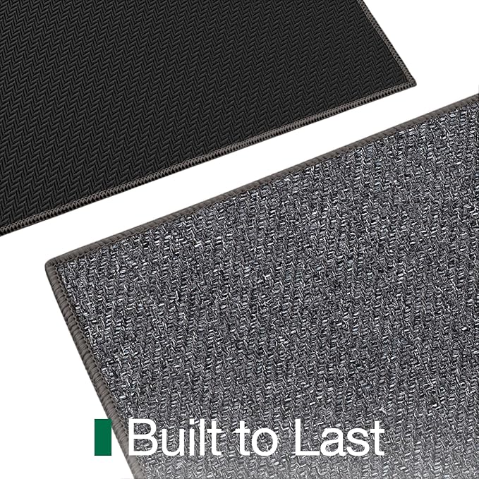 LUMI Ultra Thin Indoor Door Mat for Entrance 17"x30", Non Slip Entryway Mat, Low Profile Doormat, Unique Herringbone Design Carpet for Inside, Patio, Porch, Dark Gray