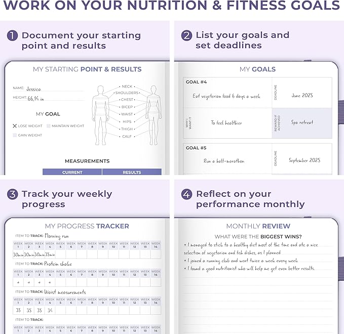 Clever Fox Fitness & Food Journal Pocket – Nutrition & Workout Planner for Women & Men – Diet & Gym Exercise Log Book with Calendars, Diet & Training Trackers – Lasts 3 Months, 4.3x5.5” (Lavender)