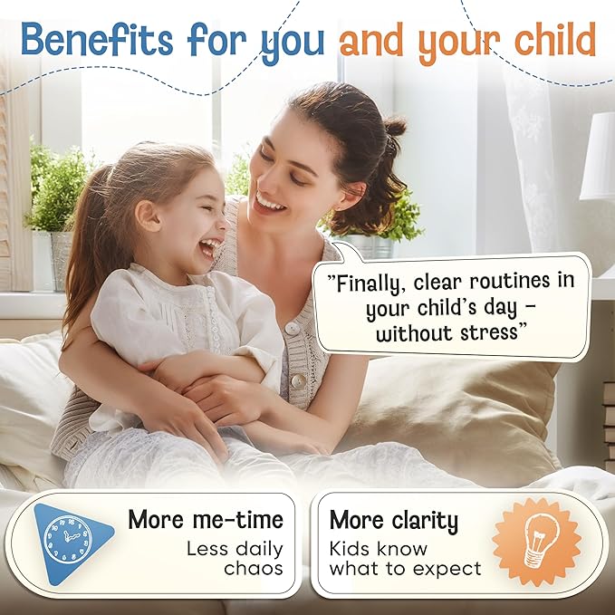 Visual Schedule for Kids - 2-in-1 Weekly + Daily Schedule - Magnetic Schedule with 194 Magnets and Magnetic Backing - Chore Chart Kids - Routine Chart for Toddlers, Autism, ADHD - Blue
