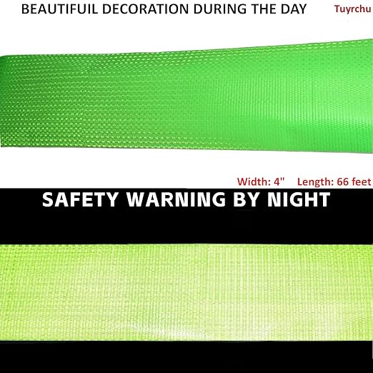 Green Reflective Tape 4 inch Wide, Outdoor Waterproof Hazard Conspicuity Warning Industrial Marking Tape (66 feet)