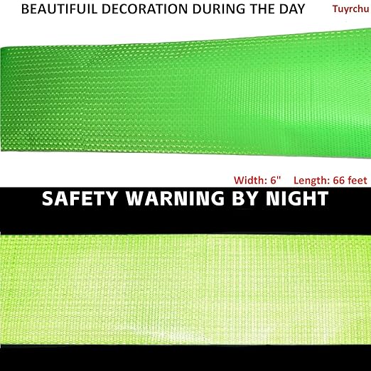 Green Reflective Tape Outdoor Waterproof 6 inch, High Visibility Hazard Conspicuity Safety Industrial Marking Tape (66 feet)