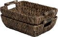 StorageWorks Wicker Baskets for Organizing, Woven Basket with Wooden Handles, Wicker Storage Baskets for Shelf, Brown, 2-Pack