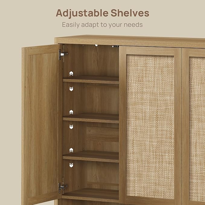 SICOTAS Rattan Shoe Storage Cabinet - Modular Shoe Cabinets with Door Tall Large Shoe Cabinet Storage for Entryway - 96.8" Wide Modular Cabinet for Hallway, Living Room