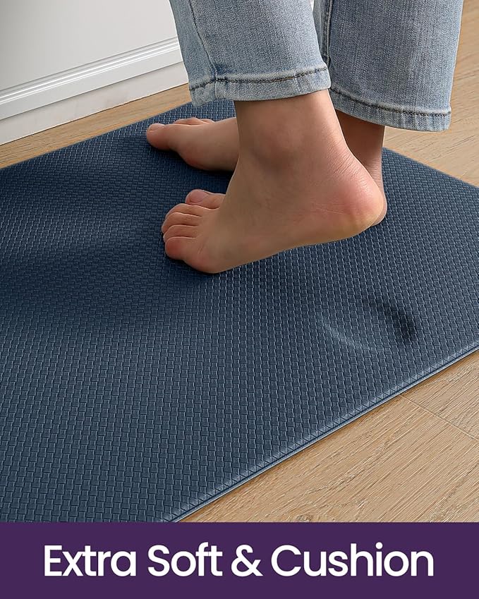 DEXI Kitchen Floor Mats Cushioned Anti Fatigue, 23x59, Large Wide Standing Runner Rug Waterproof, Comfort Memory Foam Padded for Front Sink Laundry, Navy