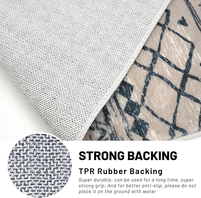 KUTA 3x5 Rugs for Entryway Boho Area Rug for Living Room, Moroccan Brown Black Washable Rugs Non Slip, Ultra Soft Print Distressed Geometric Low-Pile Entry Throw Carpet for Bedroom Nursery Dorm Decor