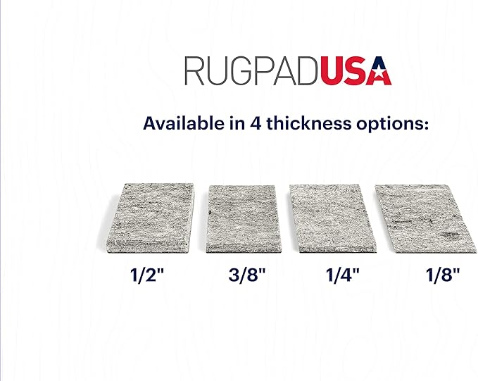 RUGPADUSA - Dual Surface - 9'x12' - 1/2" Thick - Felt + Rubber - Non-Slip Backing Rug Pad - Adds Comfort and Protection - for Hard Surface Floors