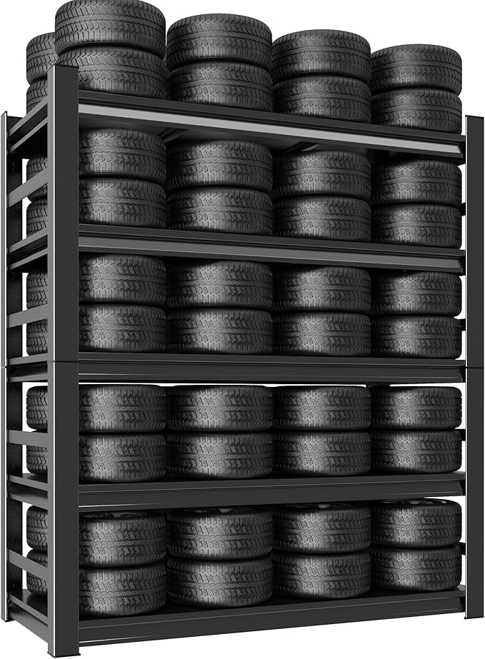 72" H x 48" W Metal Shelving Unit with 2 Fences, 5-Tier72 H x 48" W x24 D Heavy Duty Garage Storage Rack, Adjustable Industrial Shelves for Warehouse, Basement, Easy Assembly