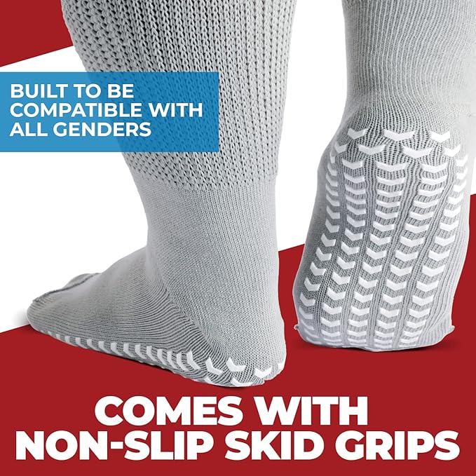 FORTIVO 2 Pairs Extra Wide Socks For Swollen Feet, Non-Slip Hospital and Diabetic Socks for Men and Women