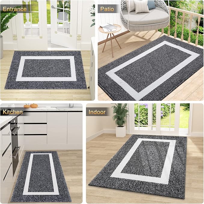 OLANLY Indoor Door Mat, 32x20, Non-Slip Absorbent Resist Dirt Entrance Mat, Washable Low-Profile Inside Entry Doormats for Entryway, Black