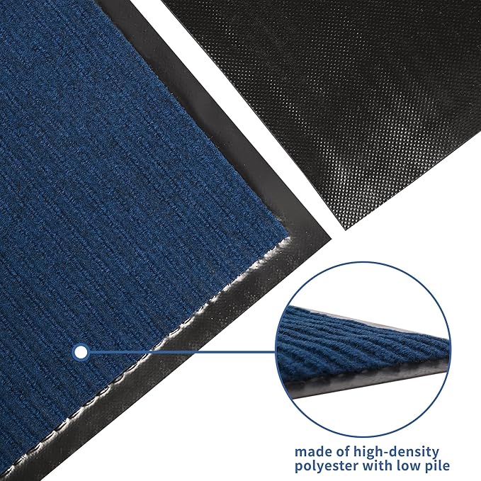 tonchean Commercial Grade Door Floor Mat 3x10Ft Heavy Duty PVC Non-Slip Entrance Mat Indoor Outdoor Runner Rugs, Brush Step Entrance Mats for Corridor, Kitchen, Home, High Traffic Area, Blue