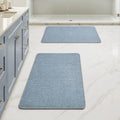 MIULEE Set of 2 Ultra Thin Bathroom Rugs, Rubber Bath Mats for Bathroom Non Slip, Quick Dry Absorbent Bath Rug Machine Washable, Fit Under Door, Shower, Sink, Home Decor, Blue, 17x27 Inch