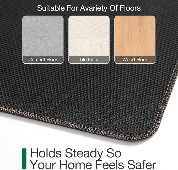 LUMI Ultra Thin Door Mat for Entryway, 24"x36" Low Profile Non Slip Rubber Backing Indoor Doormat, Easy Clean Welcome Entrance Mat for Inside House, Patio, Brown