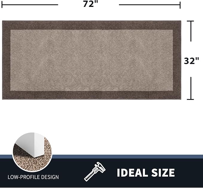 PURRUGS Dirt Trapping Door Mat 32" x 72", Non-Slip/Skid Machine Washable Entryway Rug, Shoes Scraper, Throw Rug, Super Absorbent Area Rug for Muddy Wet Shoes and Paws, Beige & Grayish Brown