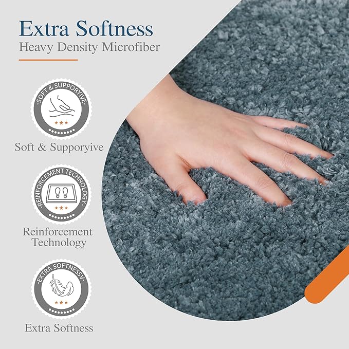 Walensee Large Bathroom Rug (24 x 36, Slate) Extra Soft and Absorbent Shaggy Bath Mat Machine Washable Microfiber Non Slip Luxury Floor Mat