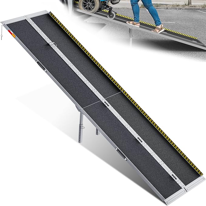 VNN Portable Wheelchair Ramp 10FT, Seamless Non-Slip Aluminum Ramps for Wheelchairs for Home, Wheelchair Ramps for Home Steps, Aluminum Loading Dock Plates