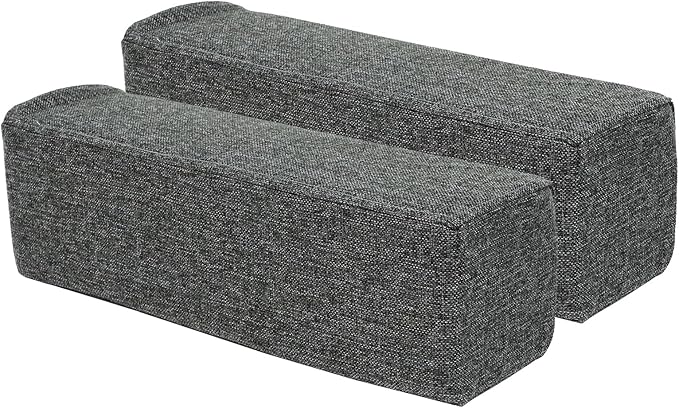 2 Pack Couch Arm Rest Pillow, 6''x6''x20'' Linen Cover, High Density Foam Armrest Cushion, Removable & Washable Elbow Support for Sofa, Bed, and Armchair (Dark Grey)