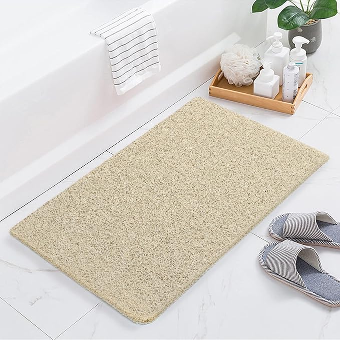 Joyhalo Shower Mat Bathtub Mat Non Slip, Bathmats Non Slip, Quick Drying Foot Scrubber Loofah Mats for Shower, Tub, Bathroom, Home, 17x24inch, Beige