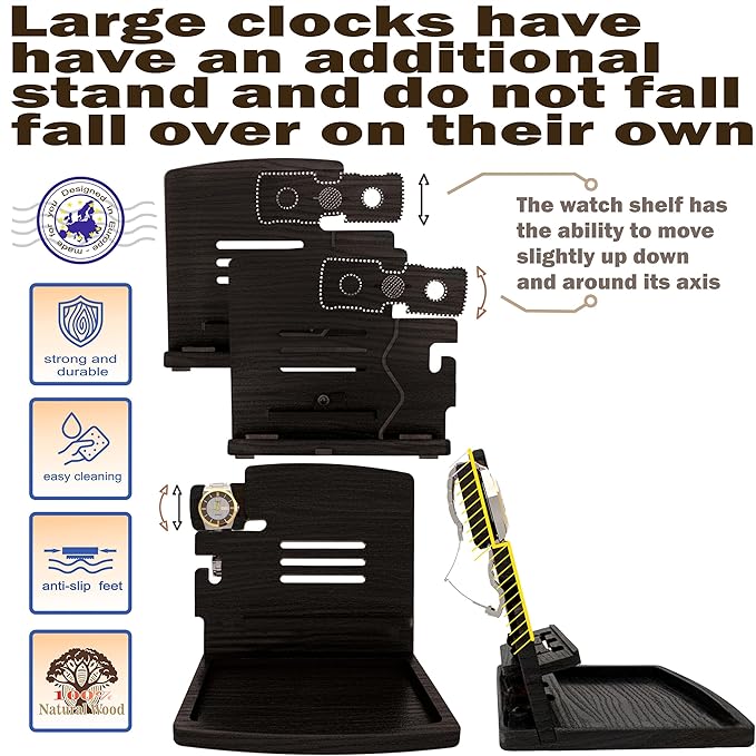 MED Wood Phone Docking Station – Nightstand Desk Organizer for Phone, Watch, Wallet & Tablet – Gift for Men, Husband, Dad & Women – Wooden Charging Stand (Black, Model 1)