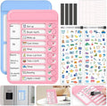 Audab 2Pcs Dry Erase Chore Chart for Kids, Magnetic Checklist Board, My Chores Slider Chart to Do List Board, Routine Chart Schedule Board Task Tracker for Home Refrigerator, Wall, Desk (Blue & Pink)