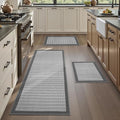 PADOOR Non Slip Kitchen Rugs Sets of 3 - Extra Large 2.5'x6' + 20"x32" + 20"x32" Runner Rugs for Kitchen Floor Non Skid Washable, Absorbent Kitchen Mat for in Front of Sink 3 Piece Grey