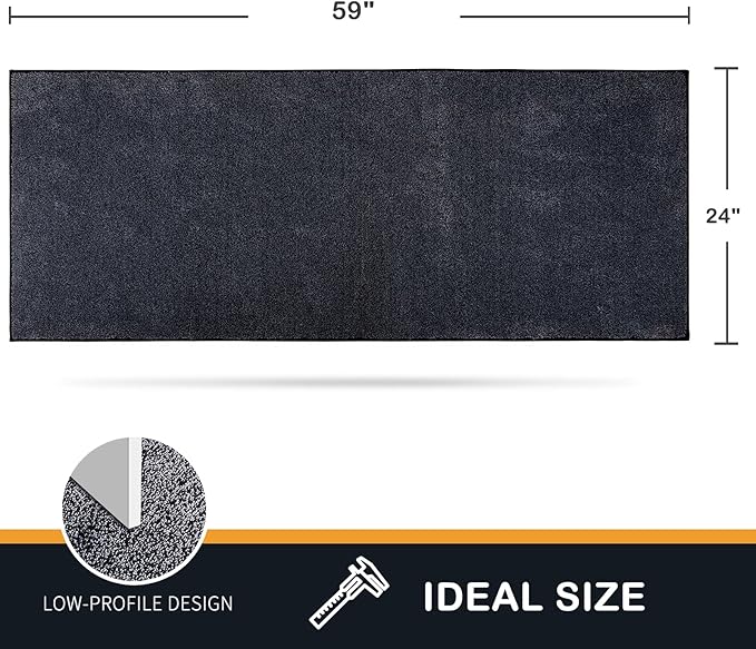 PURRUGS Dirt Trapping Door Mat 24" x 59", Non-Slip Machine Washable Entry Rug, Shoe Scraper, Dog Doormat, Super Absorbent Welcome Mat for Front & Back Door, Muddy Shoes & Paws, Bluish Grey-Black