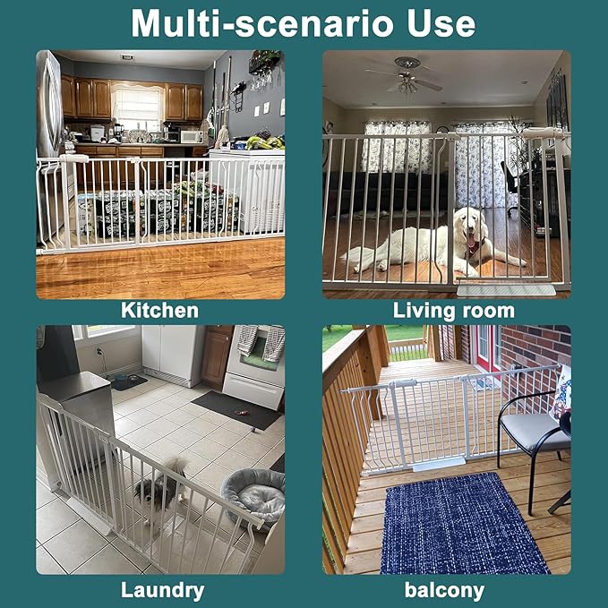 ALLAIBB Extra Wide Pressure Mounted Baby Gate Walk Through Child Kids Safety Toddler Tension White Long Large Pet Dog Gates with Extension for doorways Kitchen (38.58-43.31"/98-110cm)