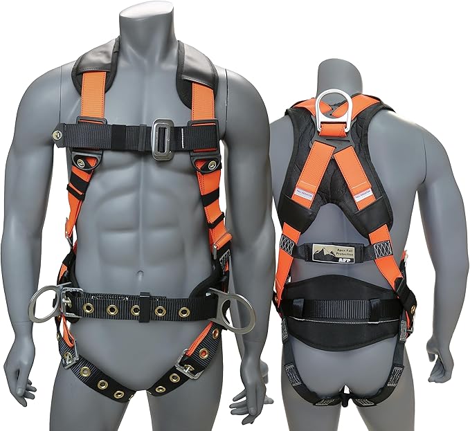 AFP Demon Comfortable Fall Protection Harness Kit – OSHA/ANSI PPE Full Body Safety Harness for Construction Work