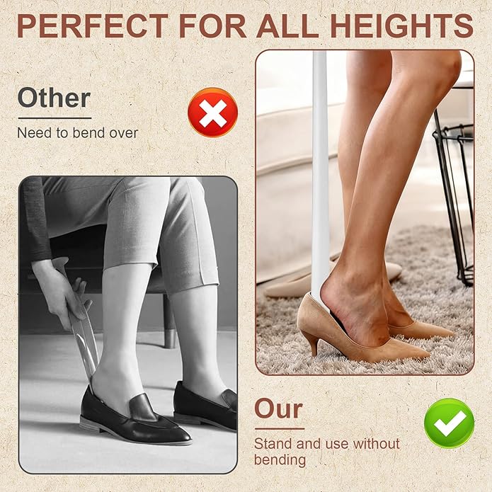 Redriver Metal Shoe Horn Long Handle for Seniors, Long Shoehorn, Shoe Spoon Helpers to Put on Your Shoes for Men Women