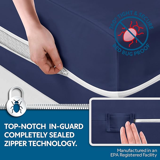 Guardmax Jersey Knitted RV Size Zippered Mattress Encasement - Waterproof & Bed Bug Proof Mattress Protector - Comfortable, Soft, and Noiseless Zippered Bedding - Dust Mite Proof (48 x 75 x 10)