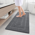 Buganda Bathroom Rugs, 47" x 20", Soft and Absorbent Microfiber Bath Rugs, Non-Slip Shaggy Shower Carpet, Machine Wash Dry Bath Mats for Bathroom Floor, Tub and Shower, Dark Grey