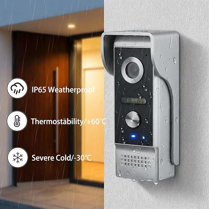 7-Inch Touchscreen Video Doorbell & Indoor Display Set. Wired via 4-Core Cable for Power + Tuya App Remote Access. 1080P HD, Motion Alerts, Color Night Vision, Local Storage, No Subscription.