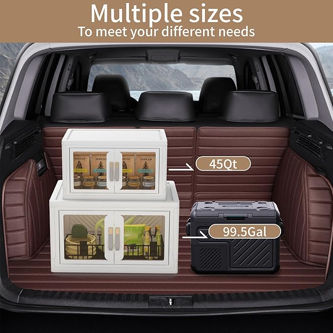 Large Clear Stackable Storage Bins with Lids, 199QT-99.5QT*2Tier Foldable Cabinet for Closet Organizers, Plastic Storage Box with Wheels White