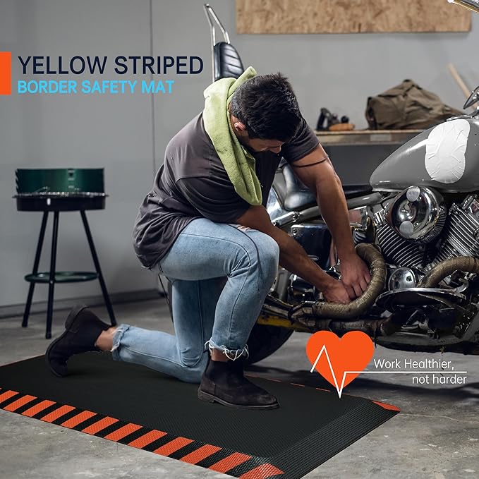 FEATOL Anti Fatigue Mat Industrial, Ergonomic Standing Floor Mat for Work for Stand -Safety Support for Leg & Back Pain(Orange Border, 20" x 32", 1PC)