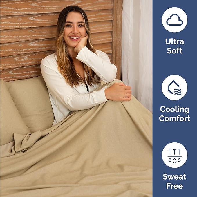 Twin 4 Piece Sheet Set - Cooling & Breathable Bed Sheets - Hotel Luxury Bed Sheets for Women, Men, Kids & Teens - Bedding w/Deep Pockets & Easy Fit - Soft & Wrinkle Free - Twin Heathered Tan Sheets