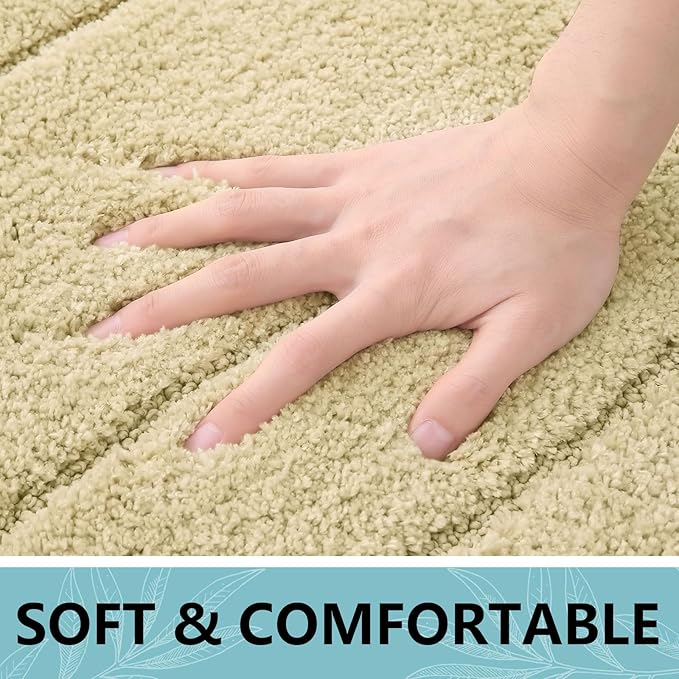Buganda Bathroom Rugs, 30" x 20", Soft and Absorbent Microfiber Bath Rugs, Non-Slip Shaggy Shower Carpet, Machine Wash Dry Bath Mats for Bathroom Floor, Tub and Shower, Beige